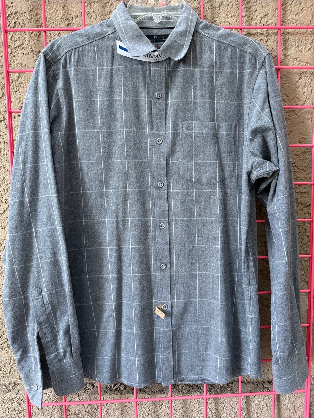 Marc Anthony Gray Windowpane Dress Shirt
